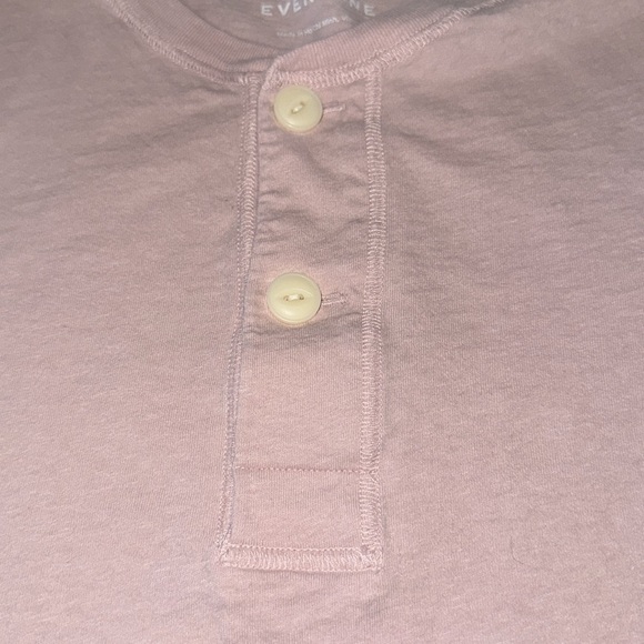 Everlane Pink 100% Cotton 2 Button Long Sleeve Henley - Picture 3 of 5